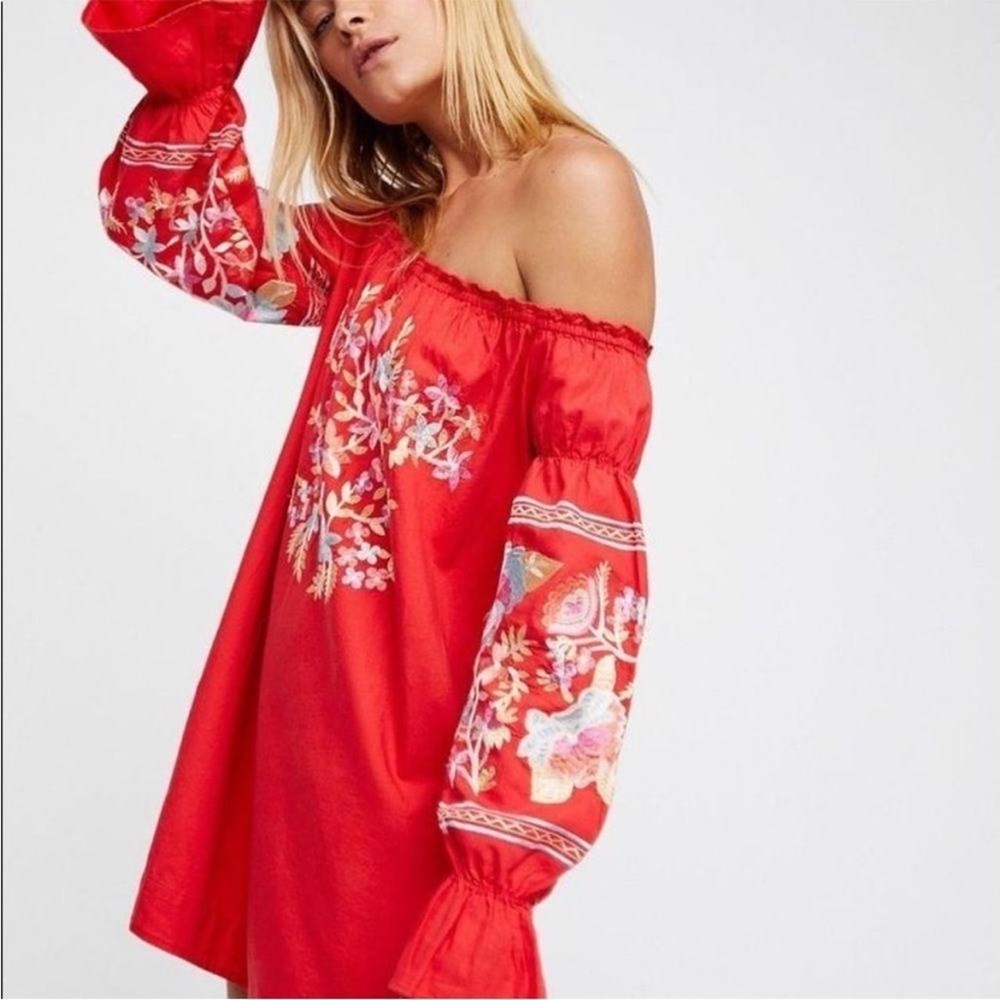 Free People Fleur du Jour Embroidered Mini Dress